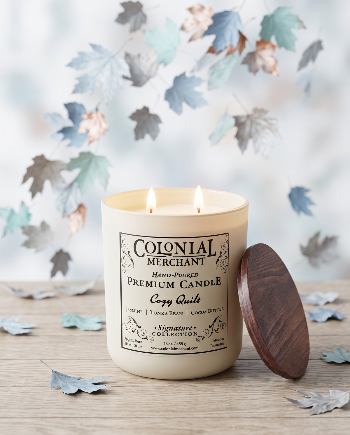 16 oz. Cozy Quilt Duo-Wick Premium Merchant Candle