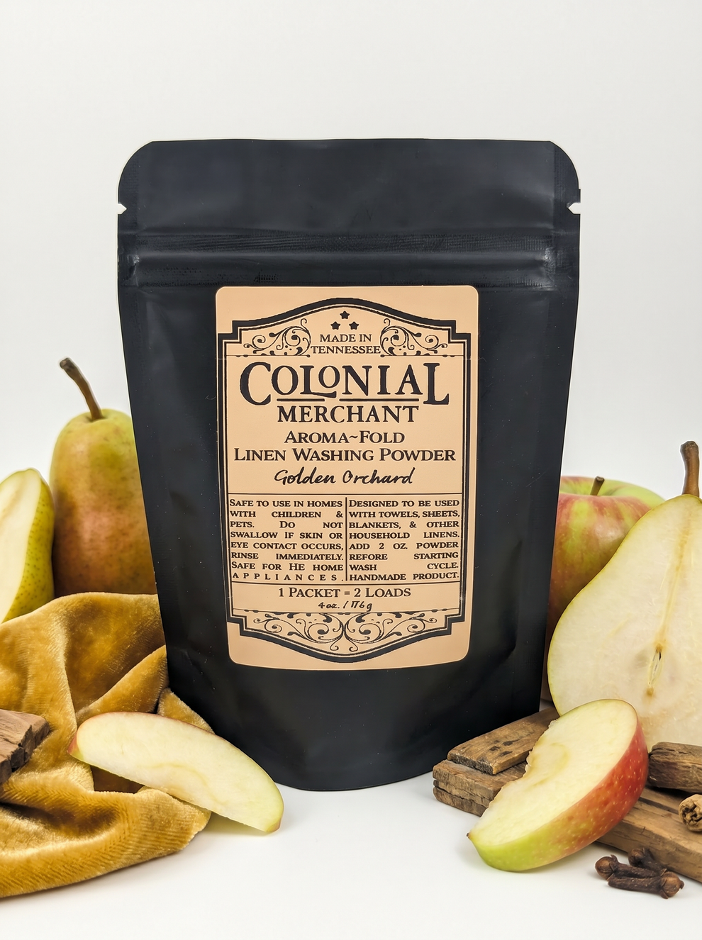 4 oz. 2-Load Golden Orchard Linen Washing Powder – Colonial Merchant