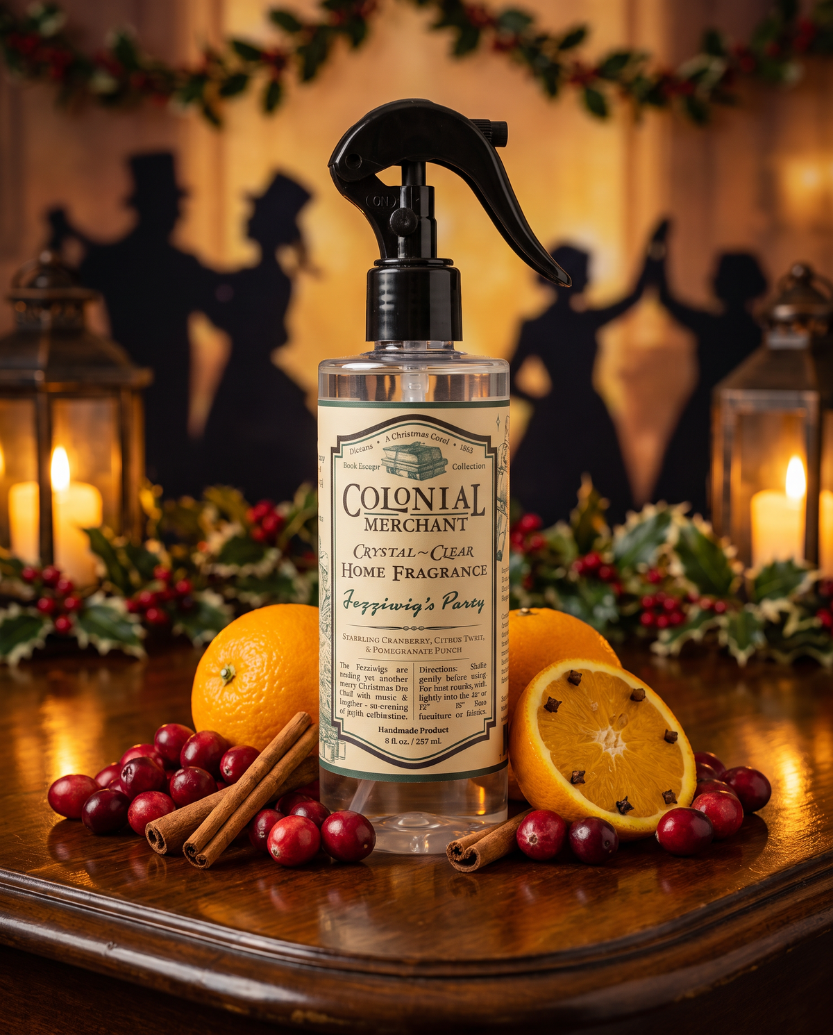 "Fezziwig's Party" - 8 oz. Crystal~Clear Room & Linen Fragrance Spray