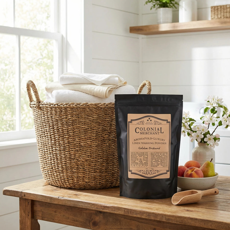 Golden Orchard Aromafold Luxury Linen Washing Powder 6 by Colonial Merchant